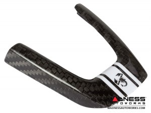 FIAT 500 Steering Wheel Trim - 3 piece set - Carbon Fiber - White Racing Stripe w/ Scorpion